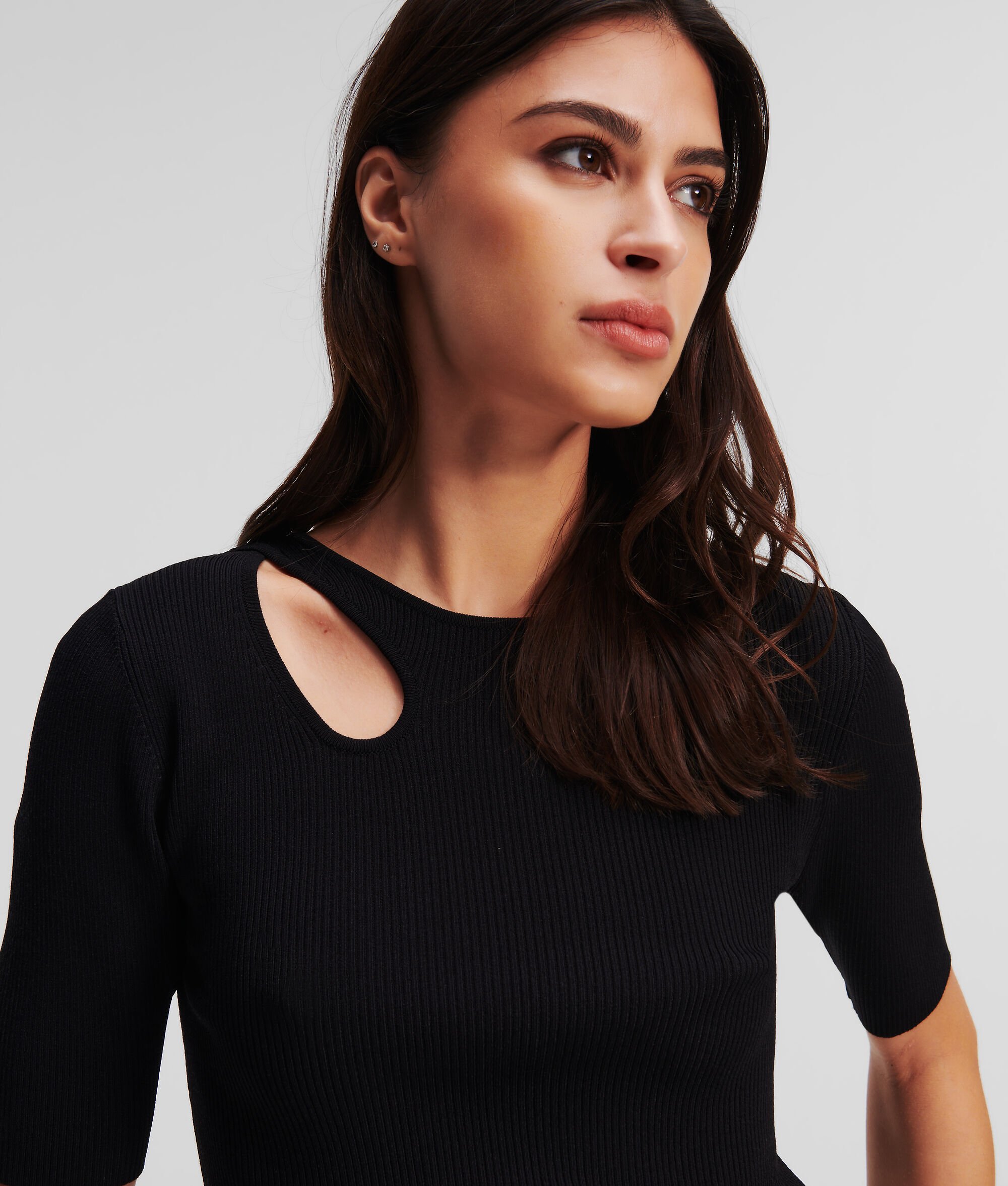 (image for) Eco-Conscious Cut-Out Rib-Knit Top